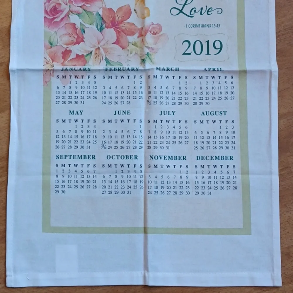 Calendar towel 2019 faith hope love